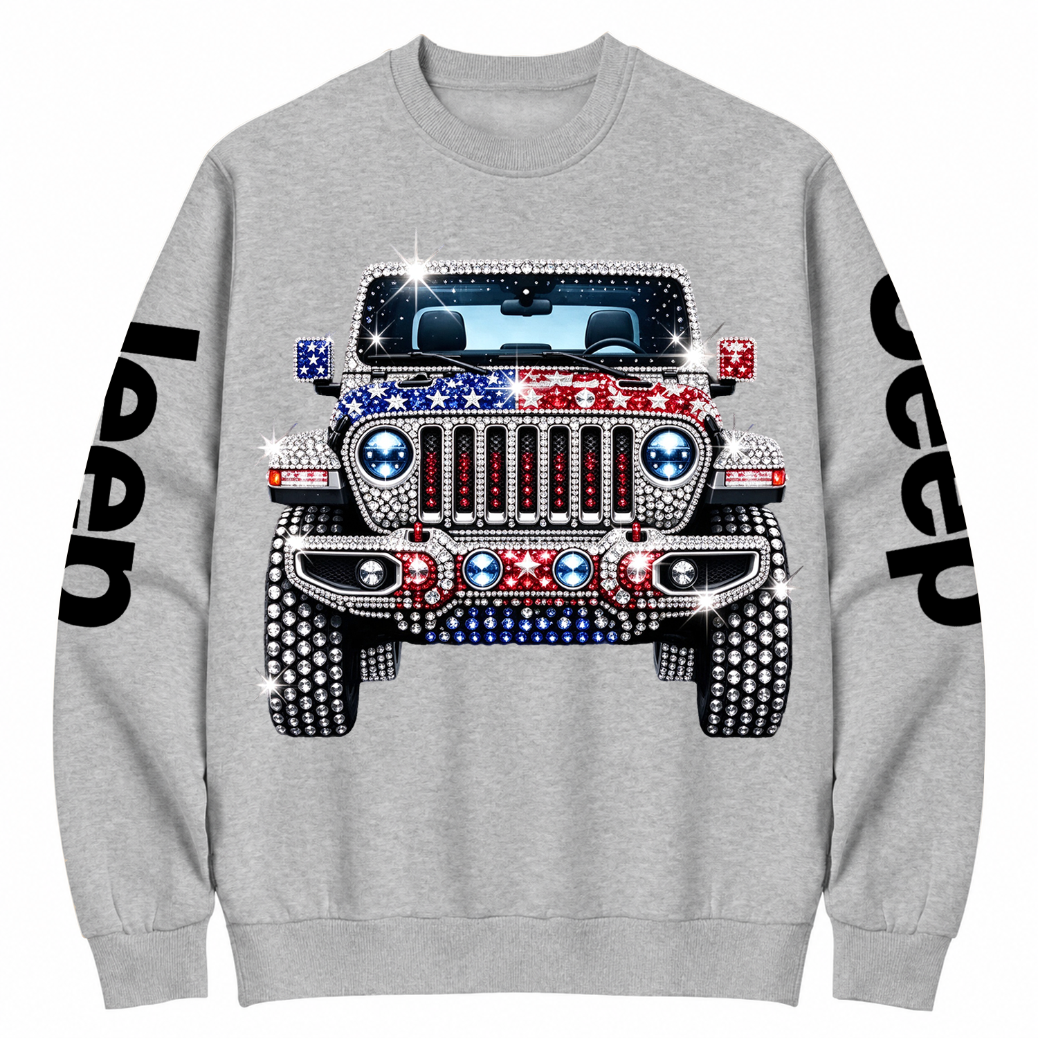 Patriotic Rhinestone Off-Road Star Graphic Cotton Sweatshirt