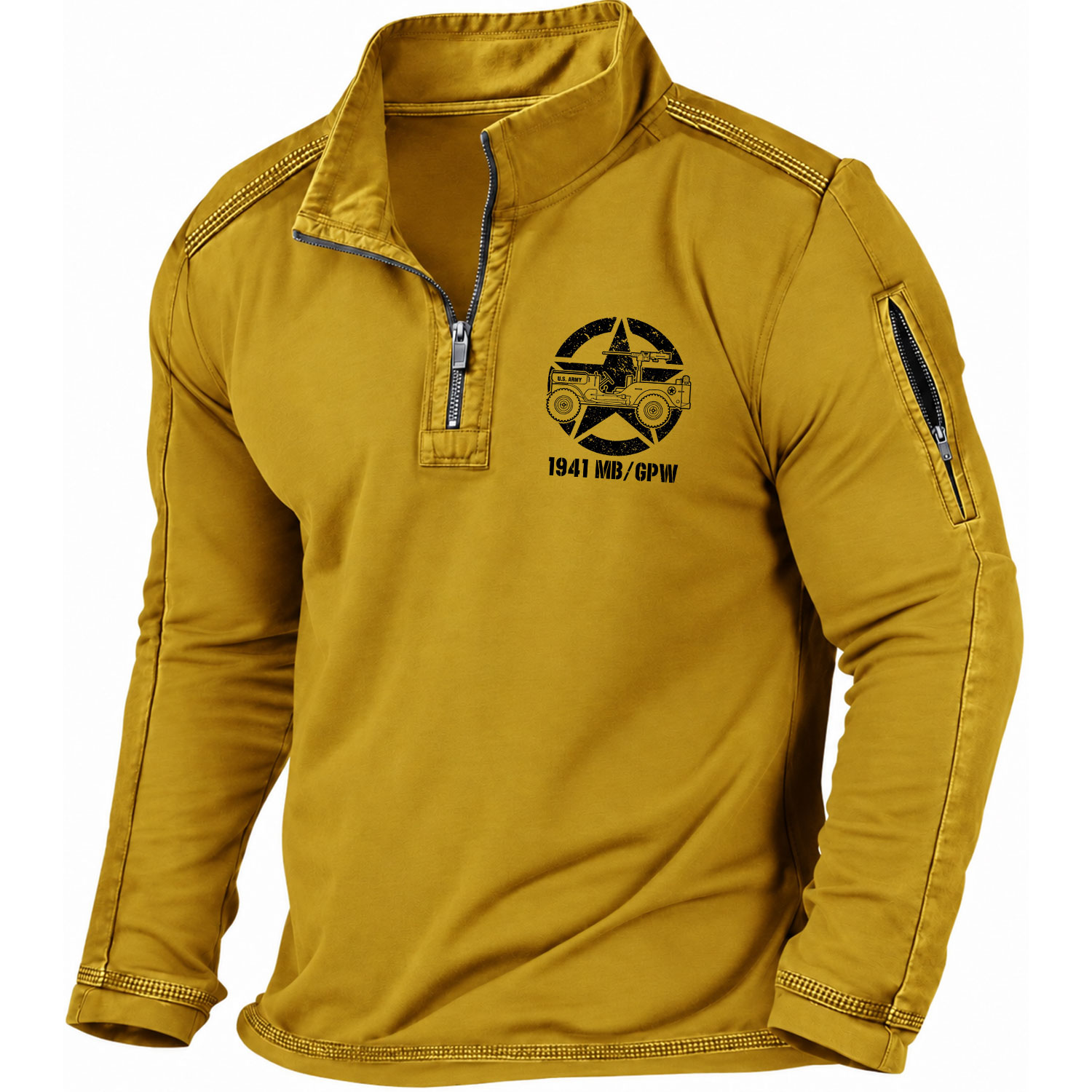 Vintage 1941 Military Vehicle Quarter-Zip Sweatshirt