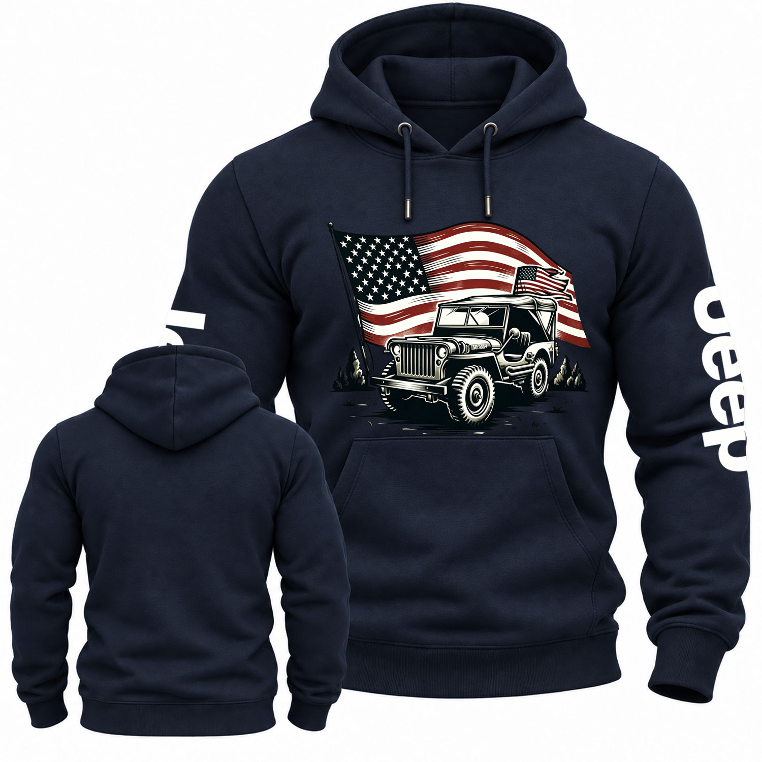 American Flag and Jp Fluttering Cotton Hoodie