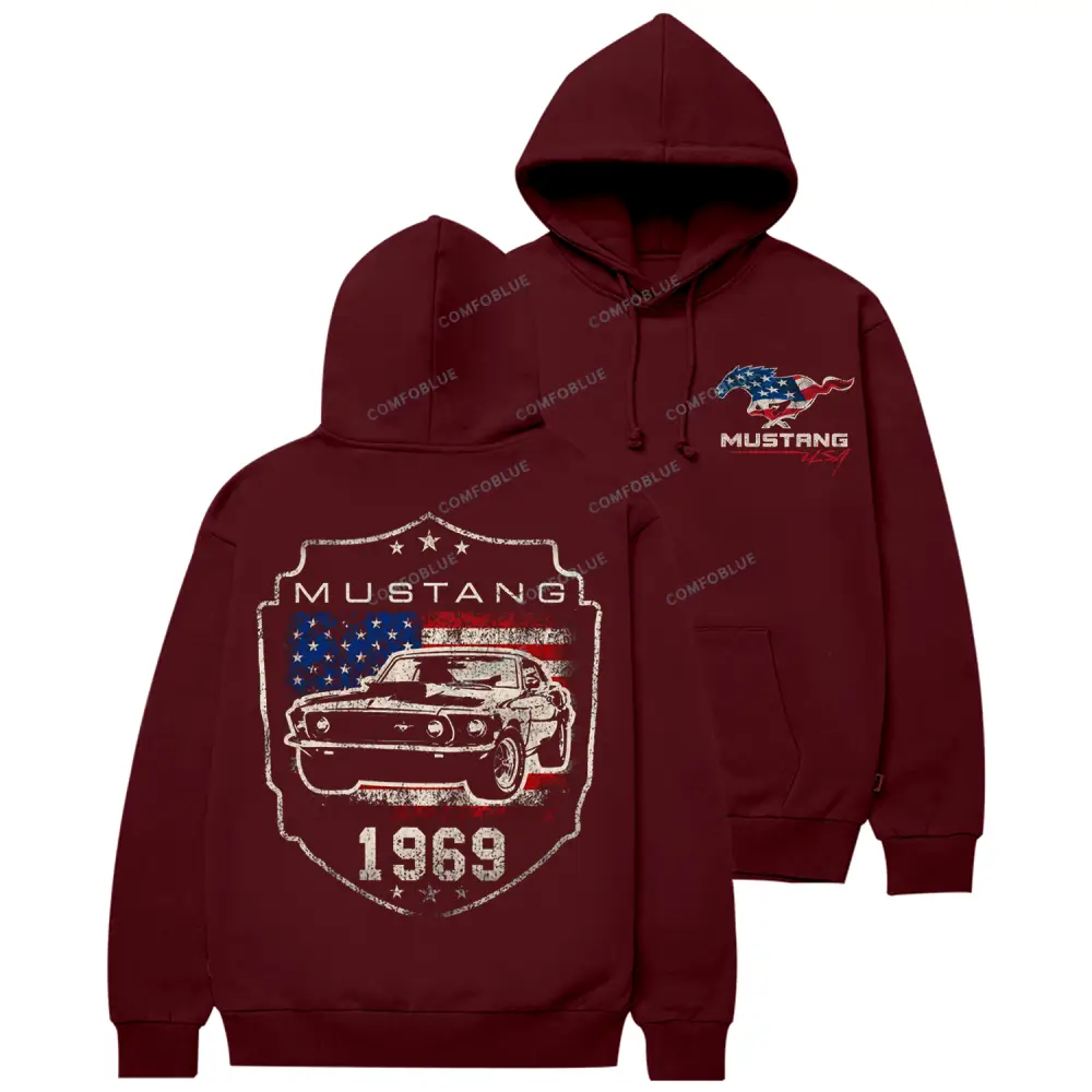 Mustang 1969 F*rd USA Flag Unisex Casual Hoodie