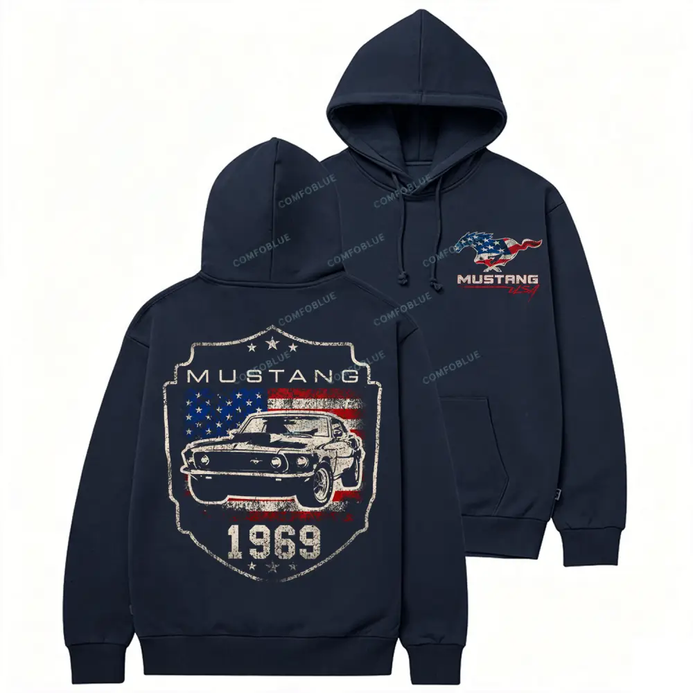Mustang 1969 F*rd USA Flag Unisex Casual Hoodie