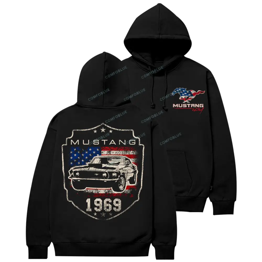 Mustang 1969 F*rd USA Flag Unisex Casual Hoodie