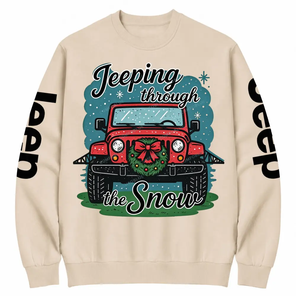 Jeeping Through  The Snow Cotton Sweatshirt