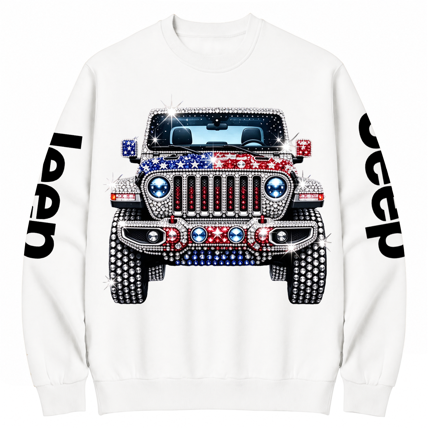 Patriotic Rhinestone Off-Road Star Graphic Cotton Sweatshirt