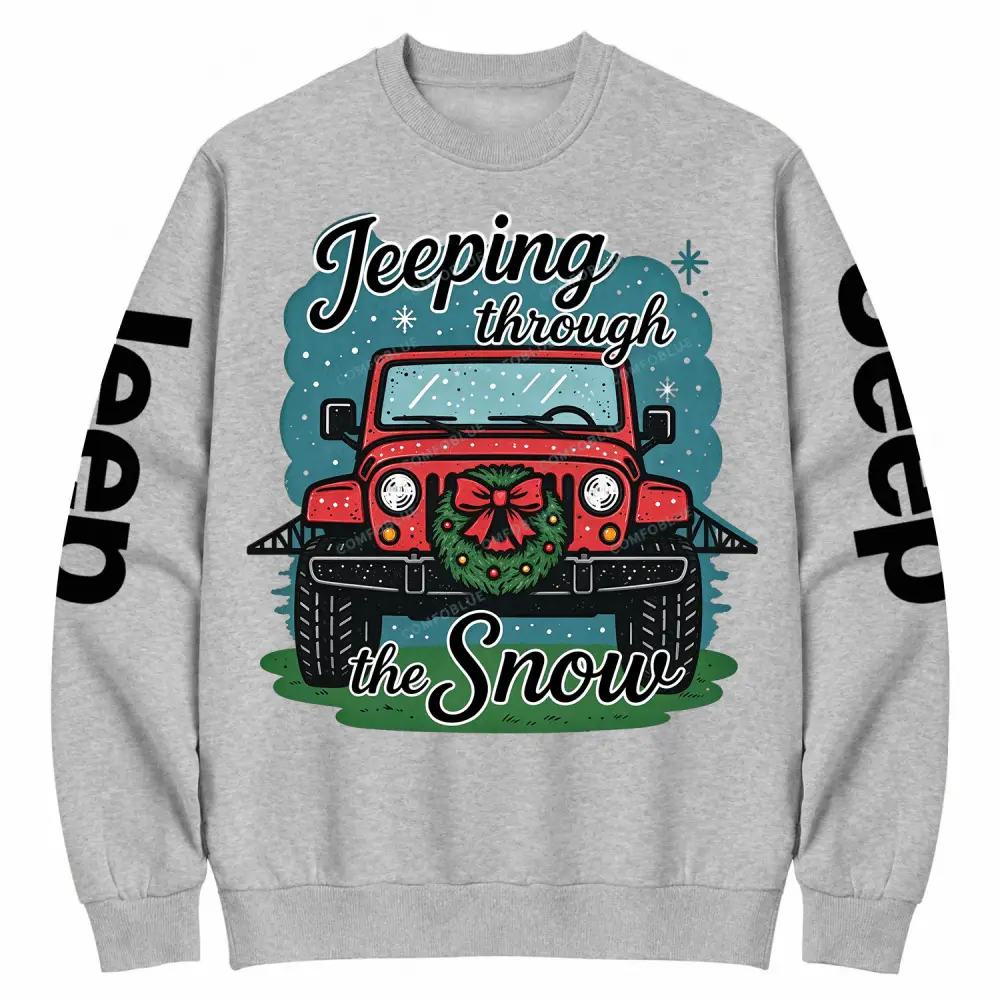 Jeeping Through  The Snow Cotton Sweatshirt
