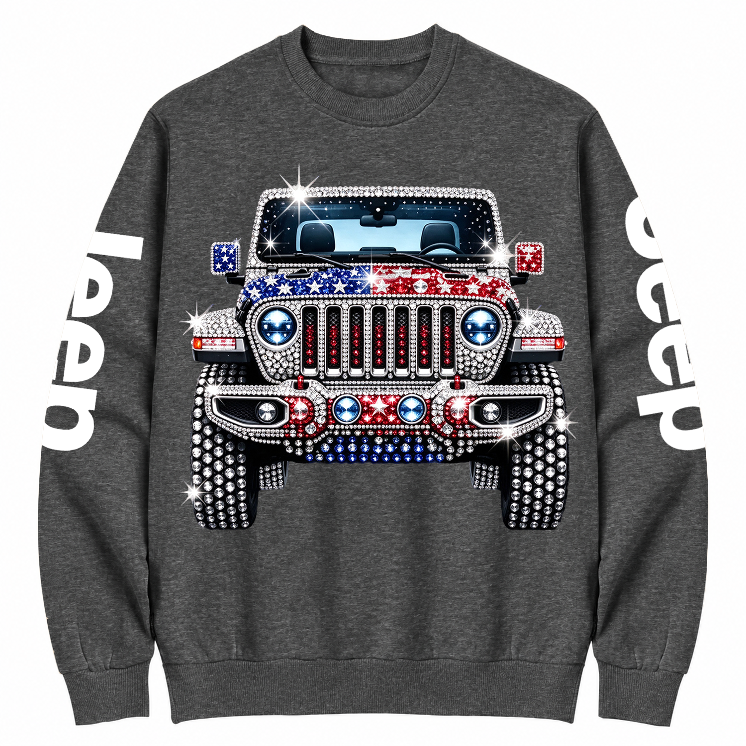 Patriotic Rhinestone Off-Road Star Graphic Cotton Sweatshirt