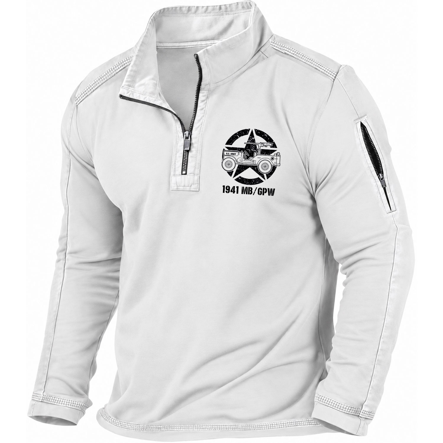 Vintage 1941 Military Vehicle Quarter-Zip Sweatshirt