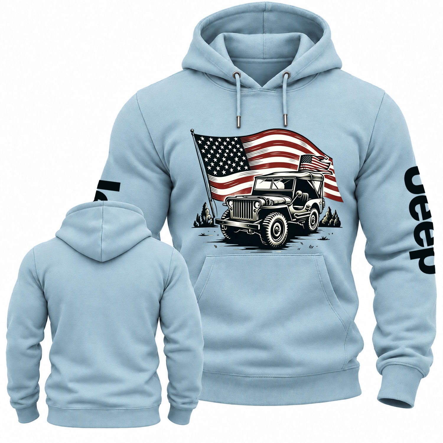 American Flag and Jp Fluttering Cotton Hoodie