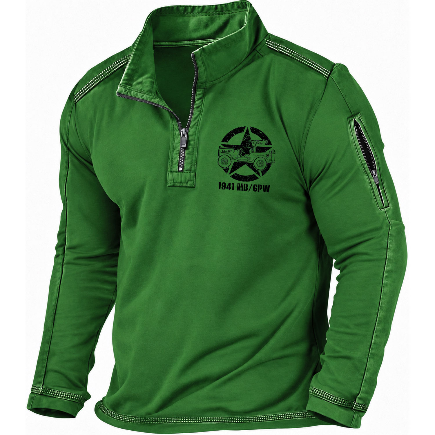 Vintage 1941 Military Vehicle Quarter-Zip Sweatshirt