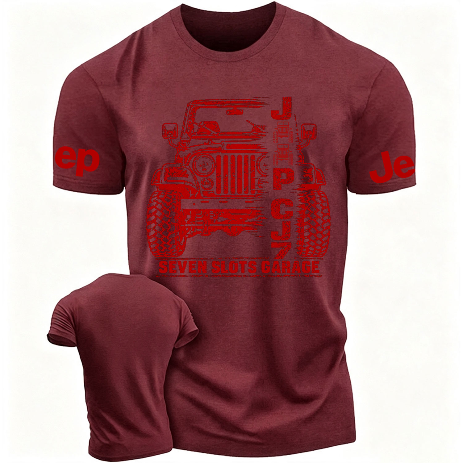  Jp CJ7 Seven Slots Garage Cotton T-shirt