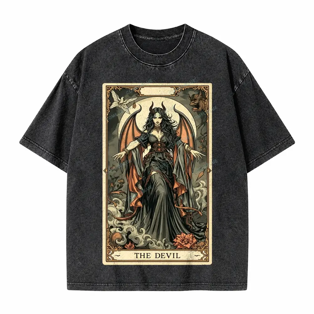 Comfoblue The Devil Girl Tarot Card On Comfort Colors Washed T-Shirt - SLCFB260716159
