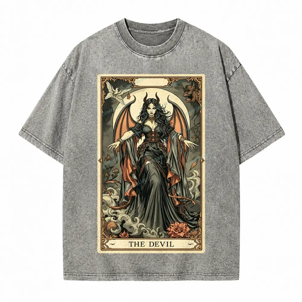 Comfoblue The Devil Girl Tarot Card On Comfort Colors Washed T-Shirt - SLCFB260716159