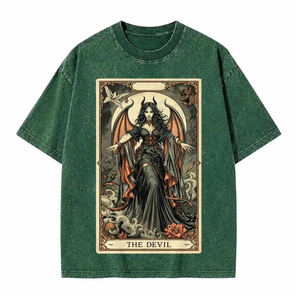 Comfoblue The Devil Girl Tarot Card On Comfort Colors Washed T-Shirt - SLCFB260716159