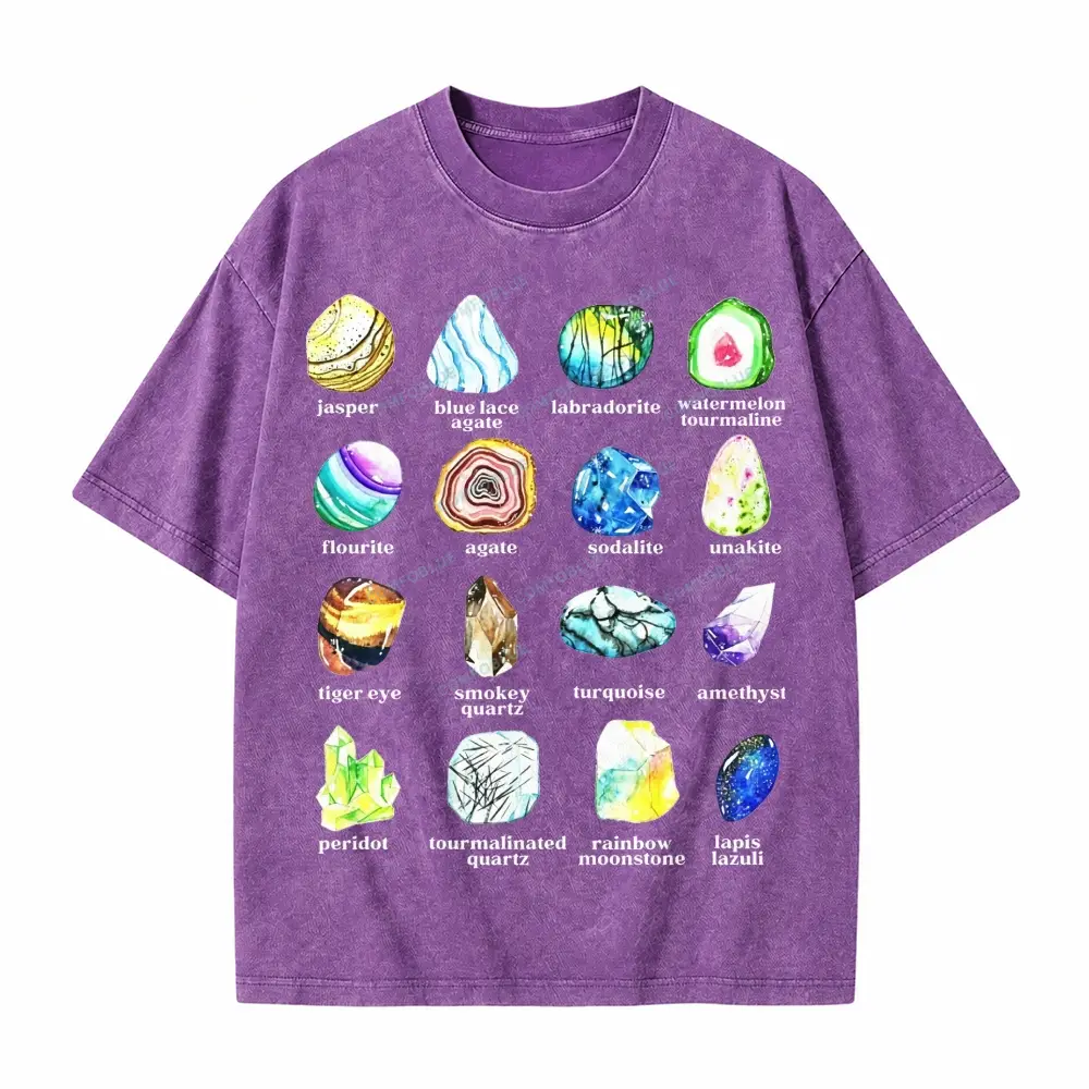 Comfoblue Gemstone and Minerals Pattern for Rock Crystal Lover Tarot Card On Comfort Colors Washed T-Shirt