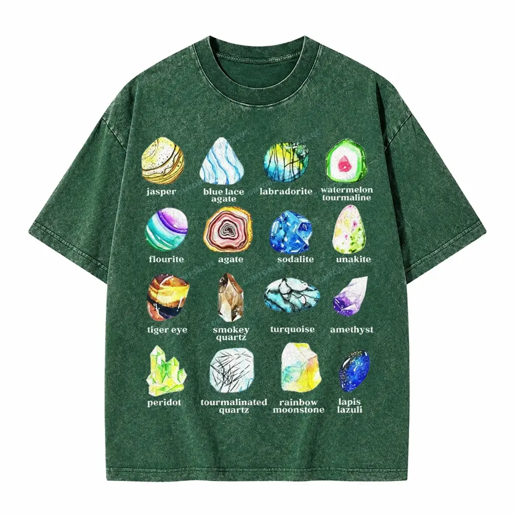 Comfoblue Gemstone and Minerals Pattern for Rock Crystal Lover Tarot Card On Comfort Colors Washed T-Shirt