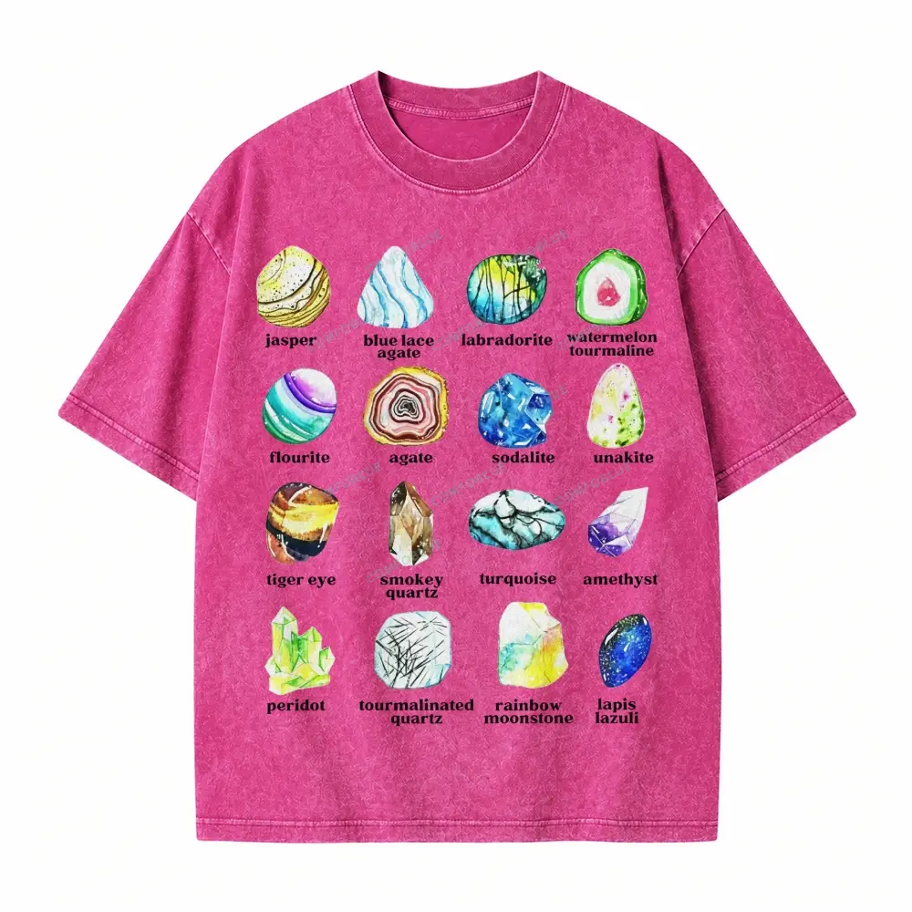 Comfoblue Gemstone and Minerals Pattern for Rock Crystal Lover Tarot Card On Comfort Colors Washed T-Shirt