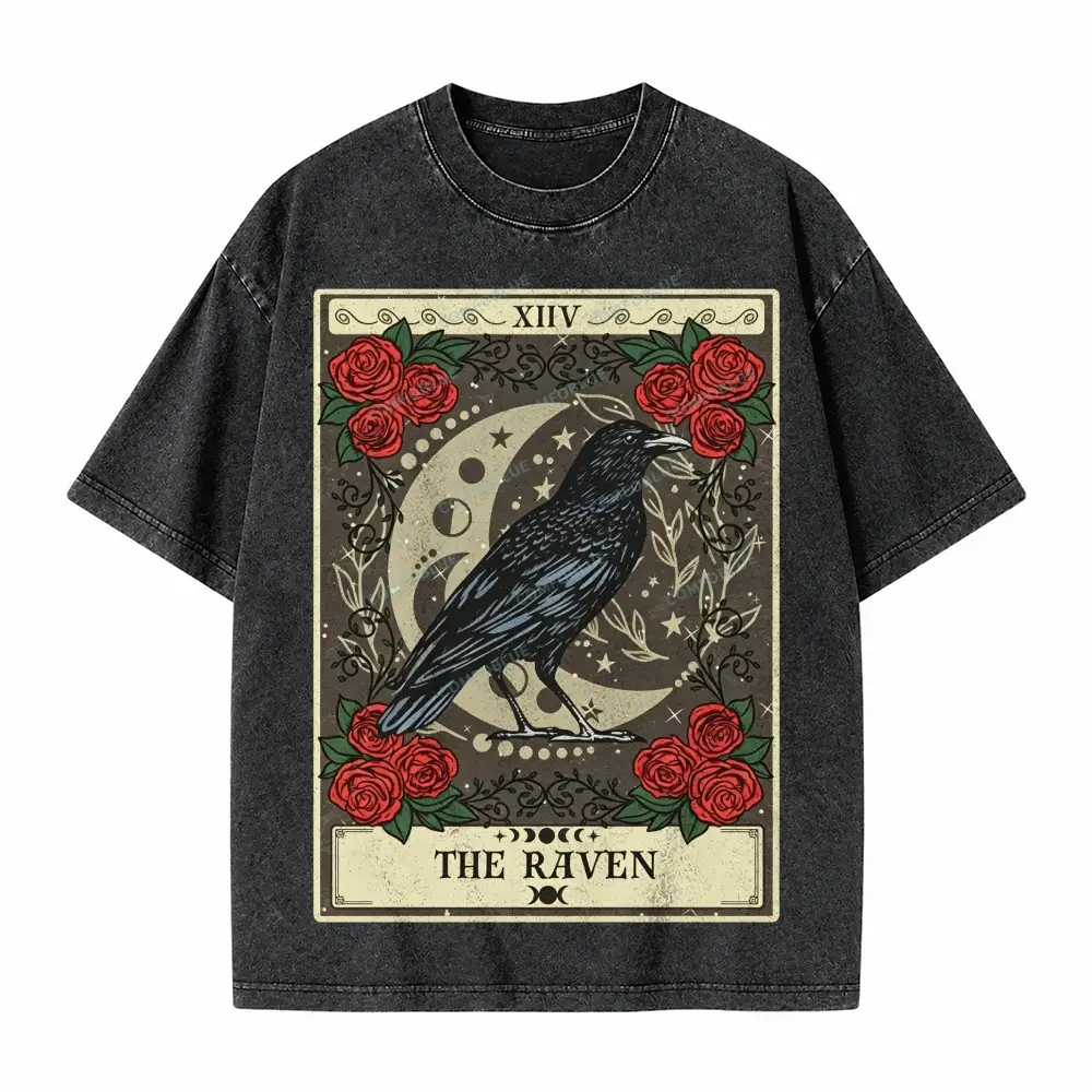 Comfoblue Raven Spirit Animal Bird Lover Tarot Card On Comfort Colors Washed T-Shirt - SLCFB260716167