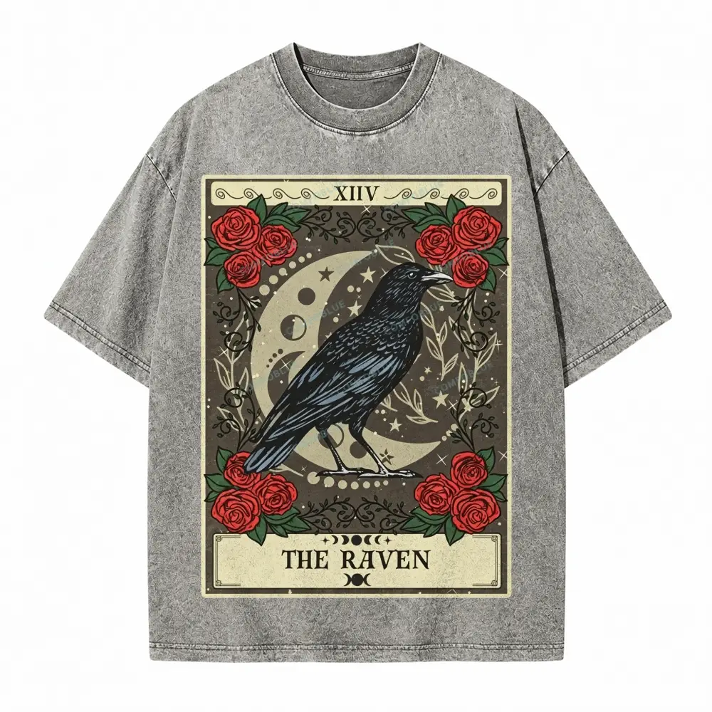 Comfoblue Raven Spirit Animal Bird Lover Tarot Card On Comfort Colors Washed T-Shirt - SLCFB260716167