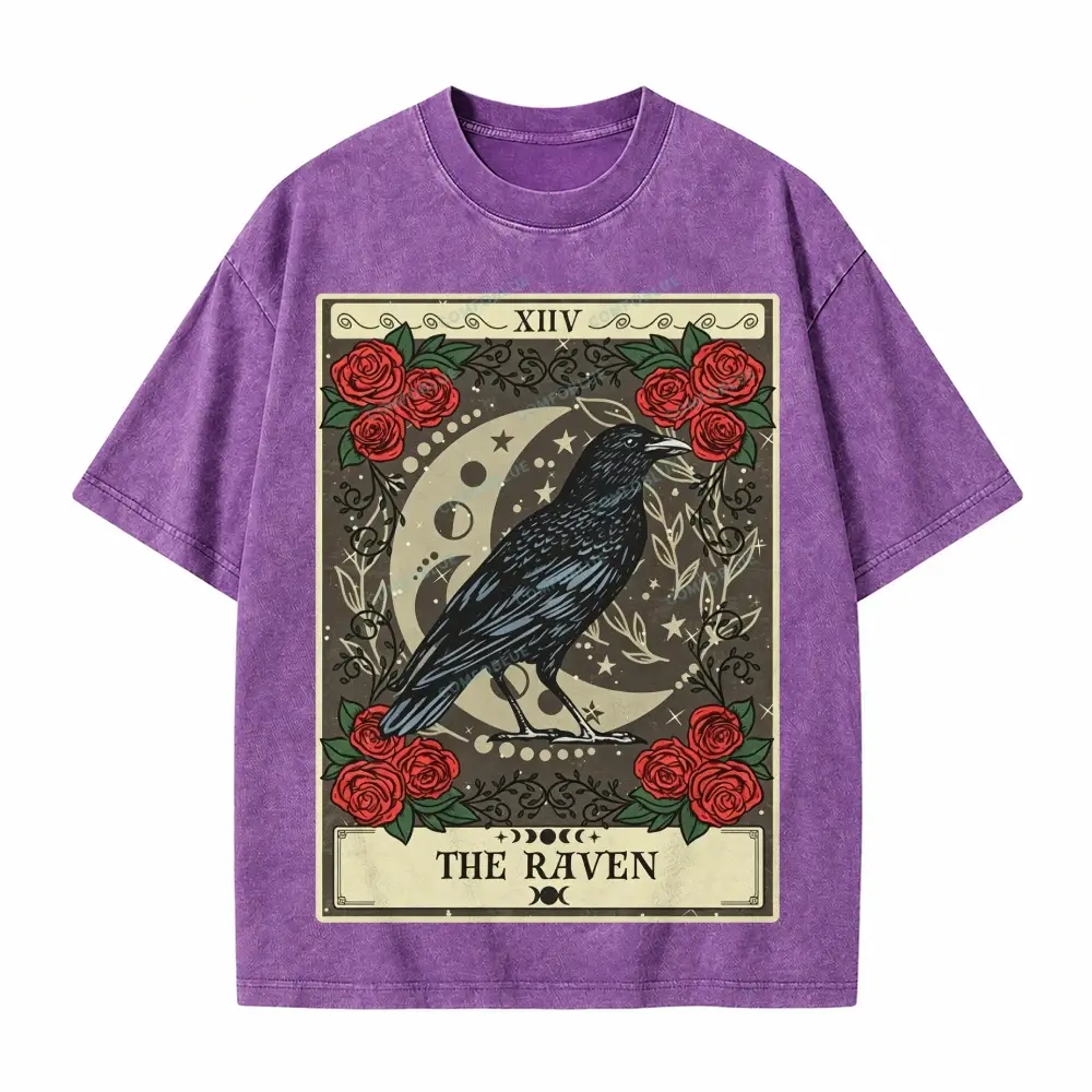 Comfoblue Raven Spirit Animal Bird Lover Tarot Card On Comfort Colors Washed T-Shirt - SLCFB260716167