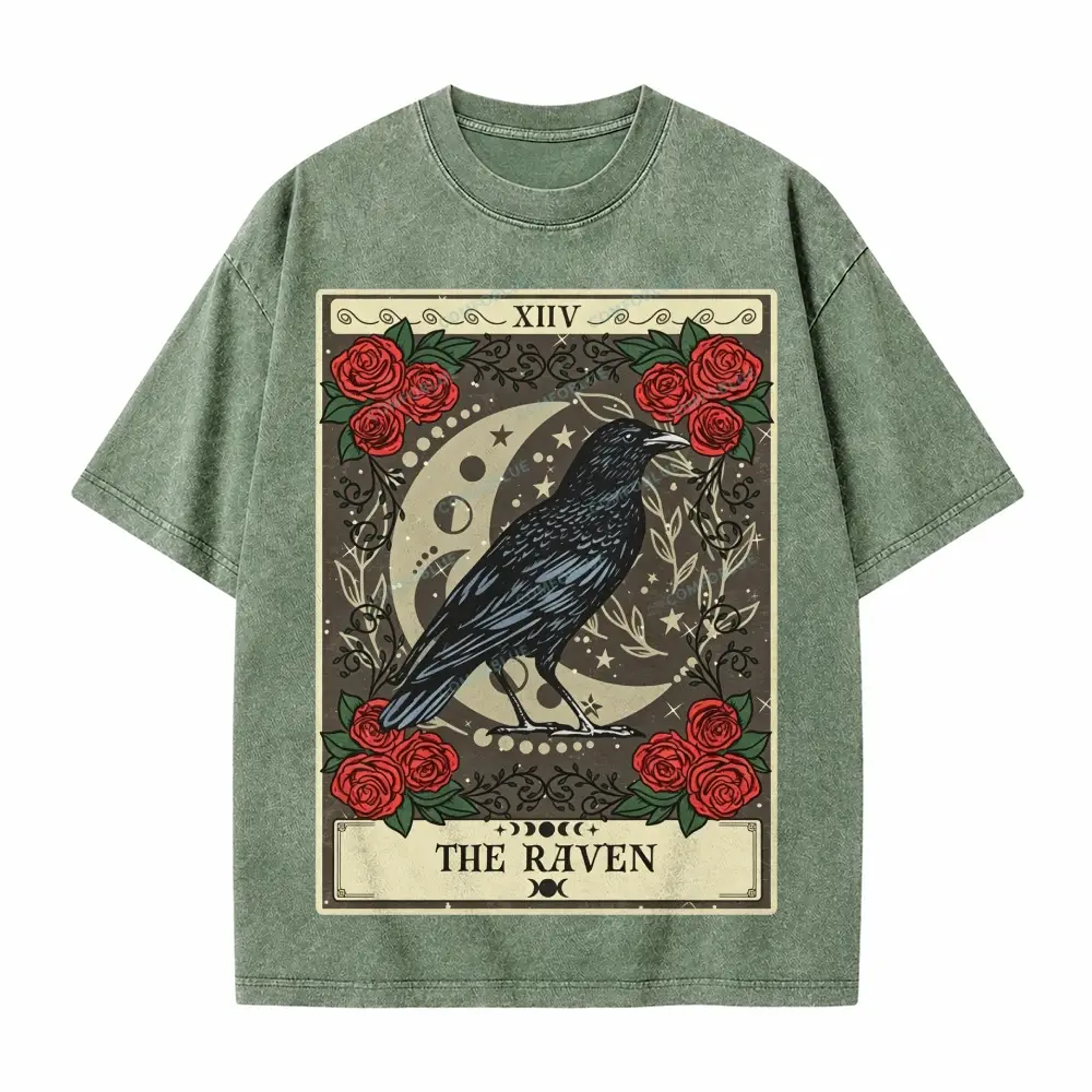 Comfoblue Raven Spirit Animal Bird Lover Tarot Card On Comfort Colors Washed T-Shirt - SLCFB260716167