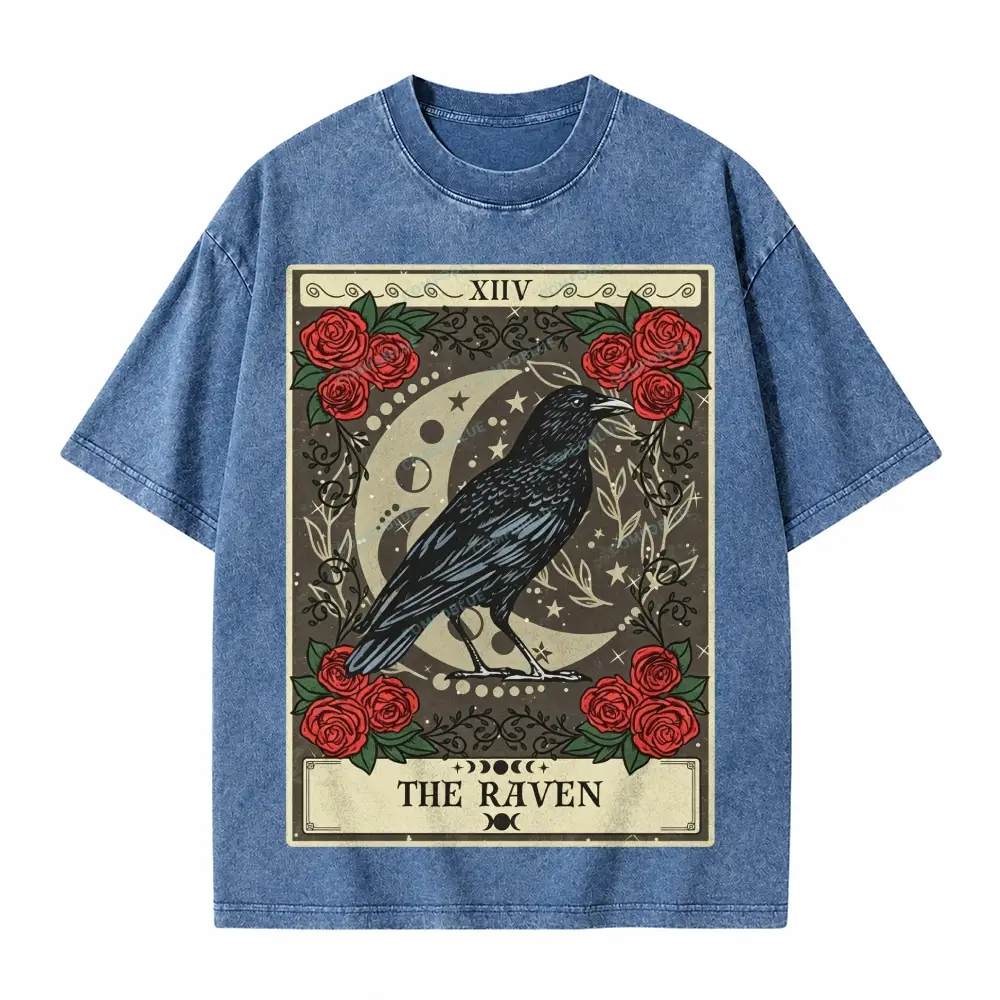 Comfoblue Raven Spirit Animal Bird Lover Tarot Card On Comfort Colors Washed T-Shirt - SLCFB260716167