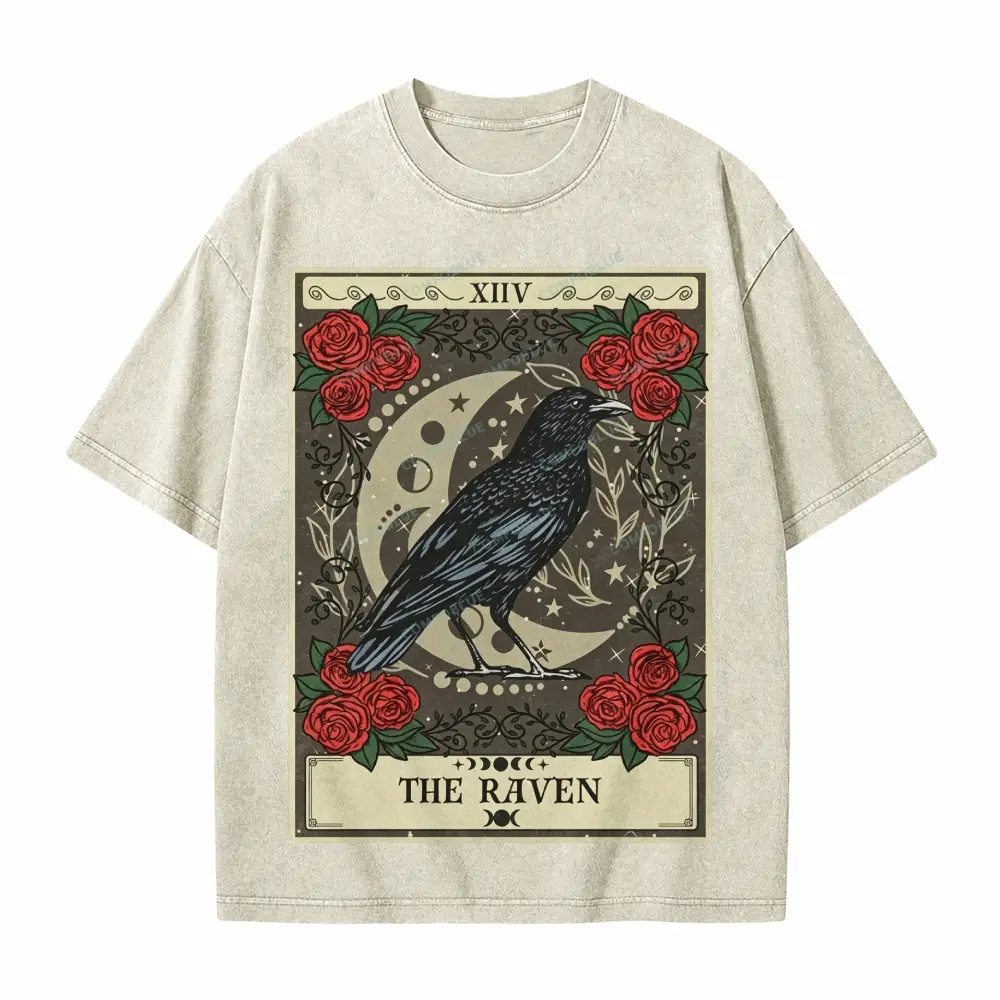 Comfoblue Raven Spirit Animal Bird Lover Tarot Card On Comfort Colors Washed T-Shirt - SLCFB260716167