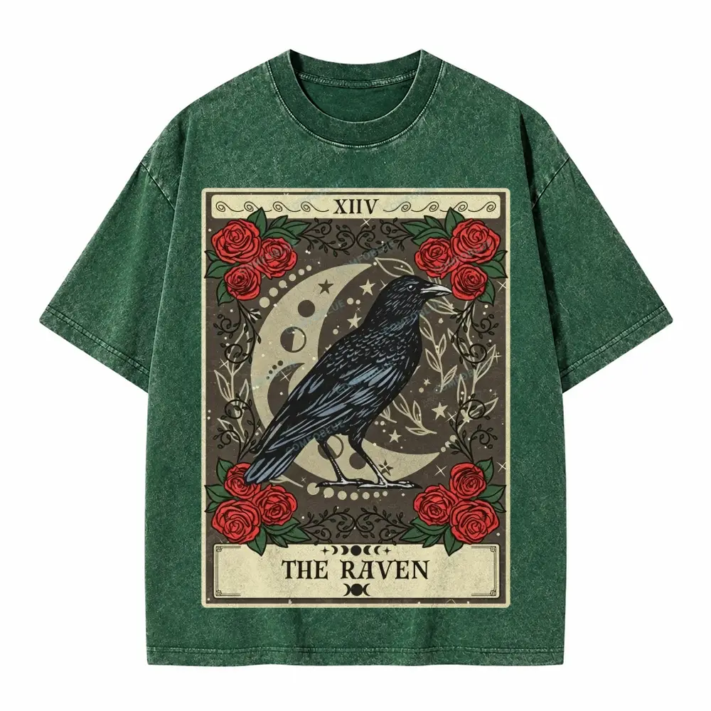 Comfoblue Raven Spirit Animal Bird Lover Tarot Card On Comfort Colors Washed T-Shirt - SLCFB260716167