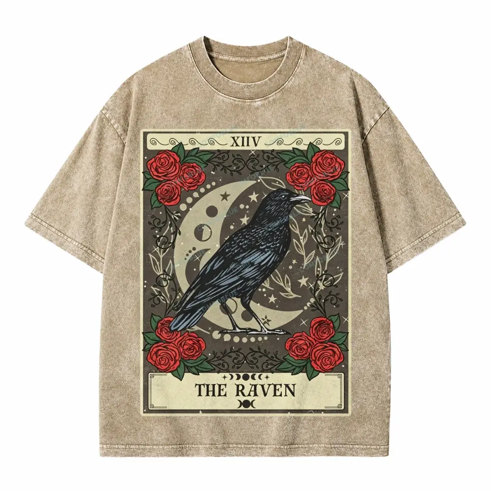 Comfoblue Raven Spirit Animal Bird Lover Tarot Card On Comfort Colors Washed T-Shirt - SLCFB260716167
