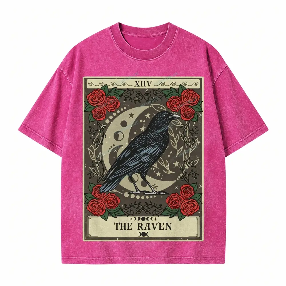 Comfoblue Raven Spirit Animal Bird Lover Tarot Card On Comfort Colors Washed T-Shirt - SLCFB260716167