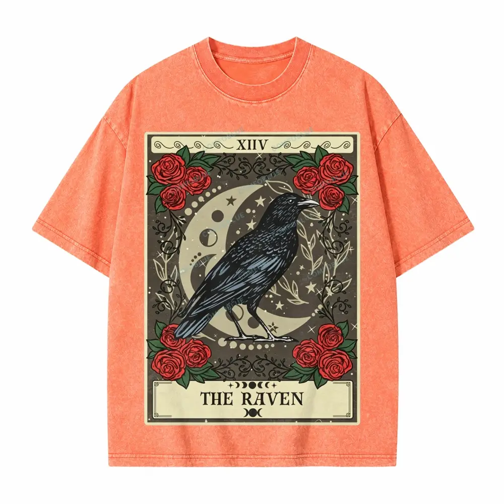 Comfoblue Raven Spirit Animal Bird Lover Tarot Card On Comfort Colors Washed T-Shirt - SLCFB260716167