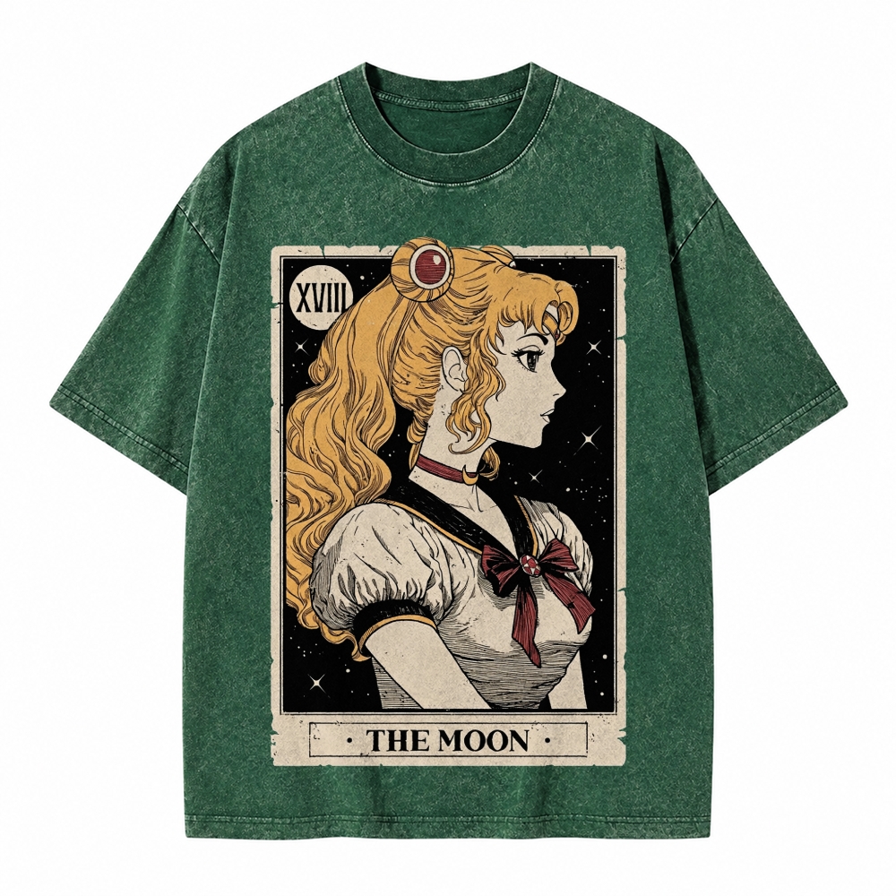  Celestial Warrior Girl The Moon Tarot Card On Comfort Colors Washed T-Shirt