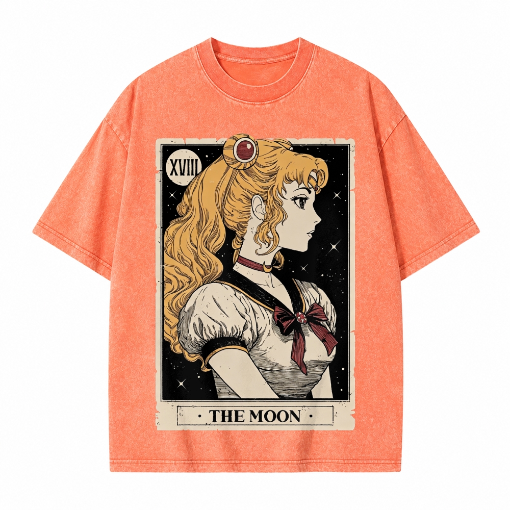  Celestial Warrior Girl The Moon Tarot Card On Comfort Colors Washed T-Shirt