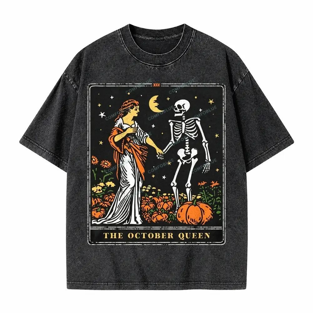 Comfoblue The October Queen Tarot Card On Comfort Colors Washed T-Shirt - SLCFB260717147