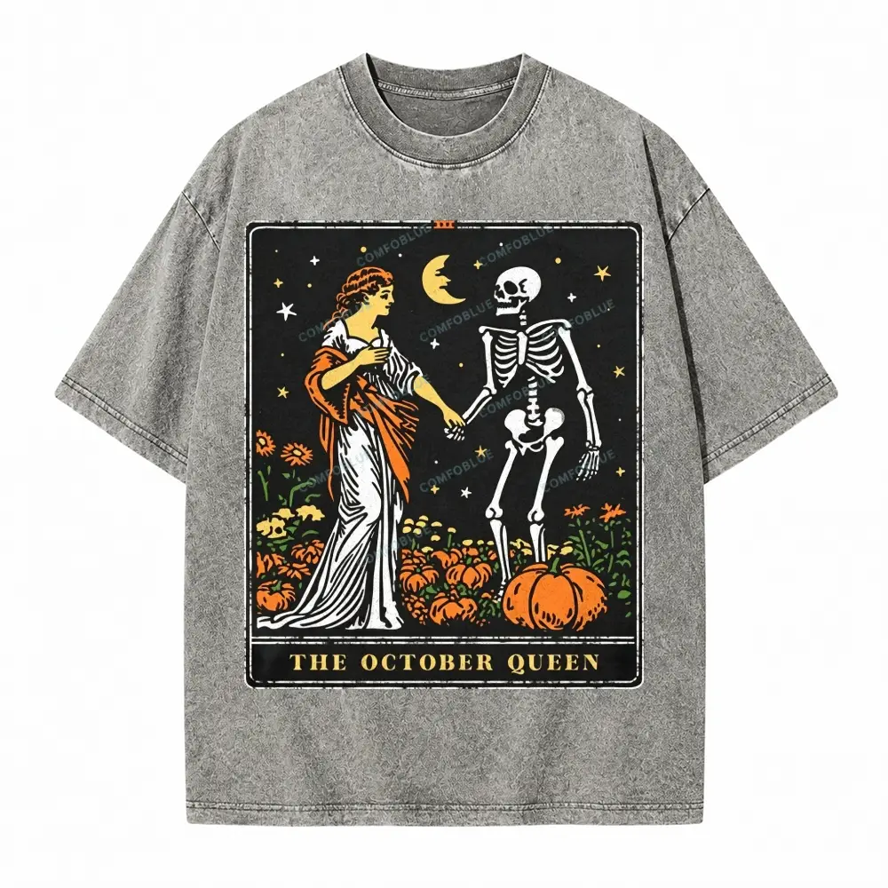 Comfoblue The October Queen Tarot Card On Comfort Colors Washed T-Shirt - SLCFB260717147