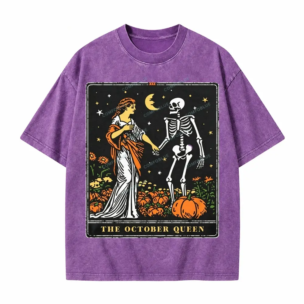 Comfoblue The October Queen Tarot Card On Comfort Colors Washed T-Shirt - SLCFB260717147