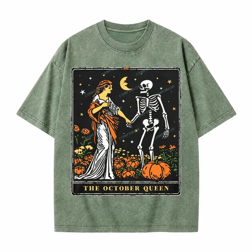 Comfoblue The October Queen Tarot Card On Comfort Colors Washed T-Shirt - SLCFB260717147