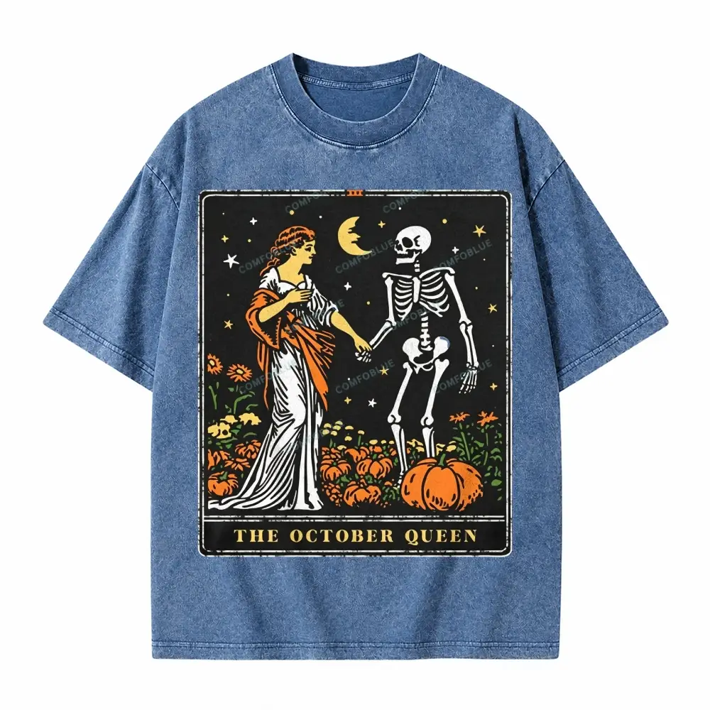 Comfoblue The October Queen Tarot Card On Comfort Colors Washed T-Shirt - SLCFB260717147