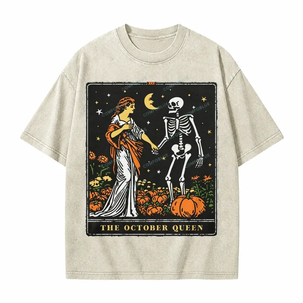 Comfoblue The October Queen Tarot Card On Comfort Colors Washed T-Shirt - SLCFB260717147