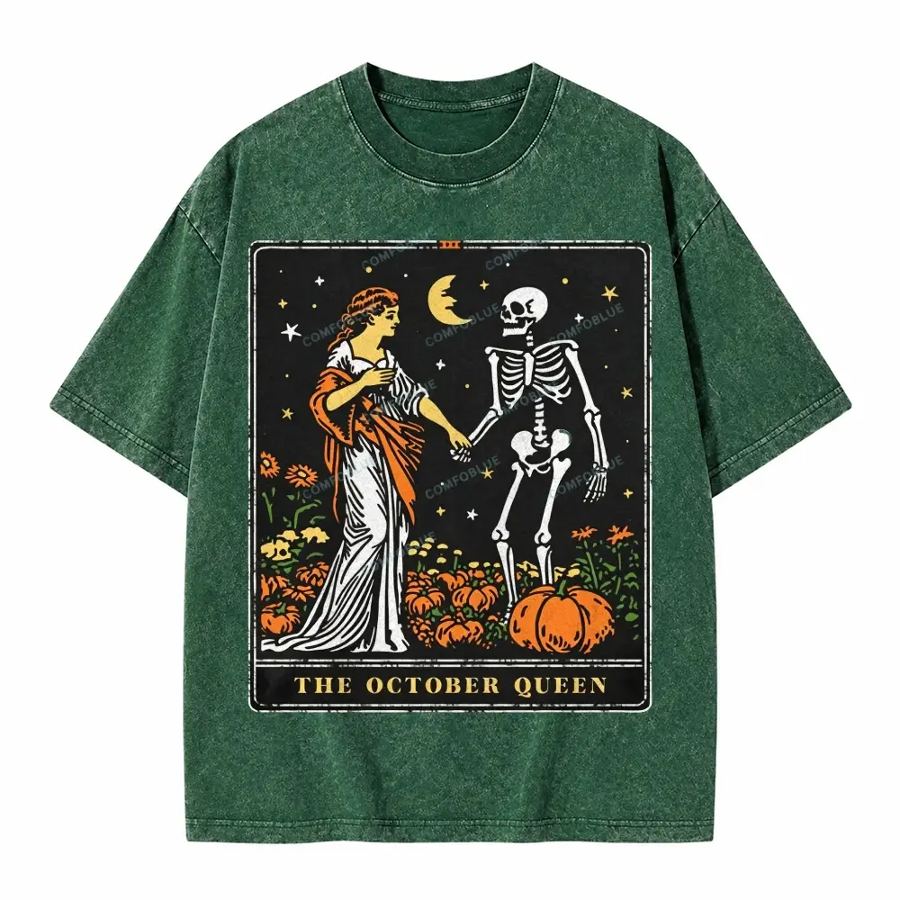 Comfoblue The October Queen Tarot Card On Comfort Colors Washed T-Shirt - SLCFB260717147