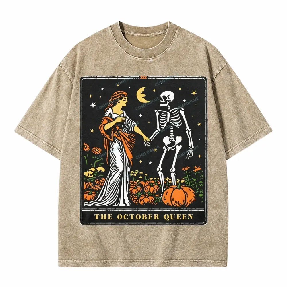 Comfoblue The October Queen Tarot Card On Comfort Colors Washed T-Shirt - SLCFB260717147