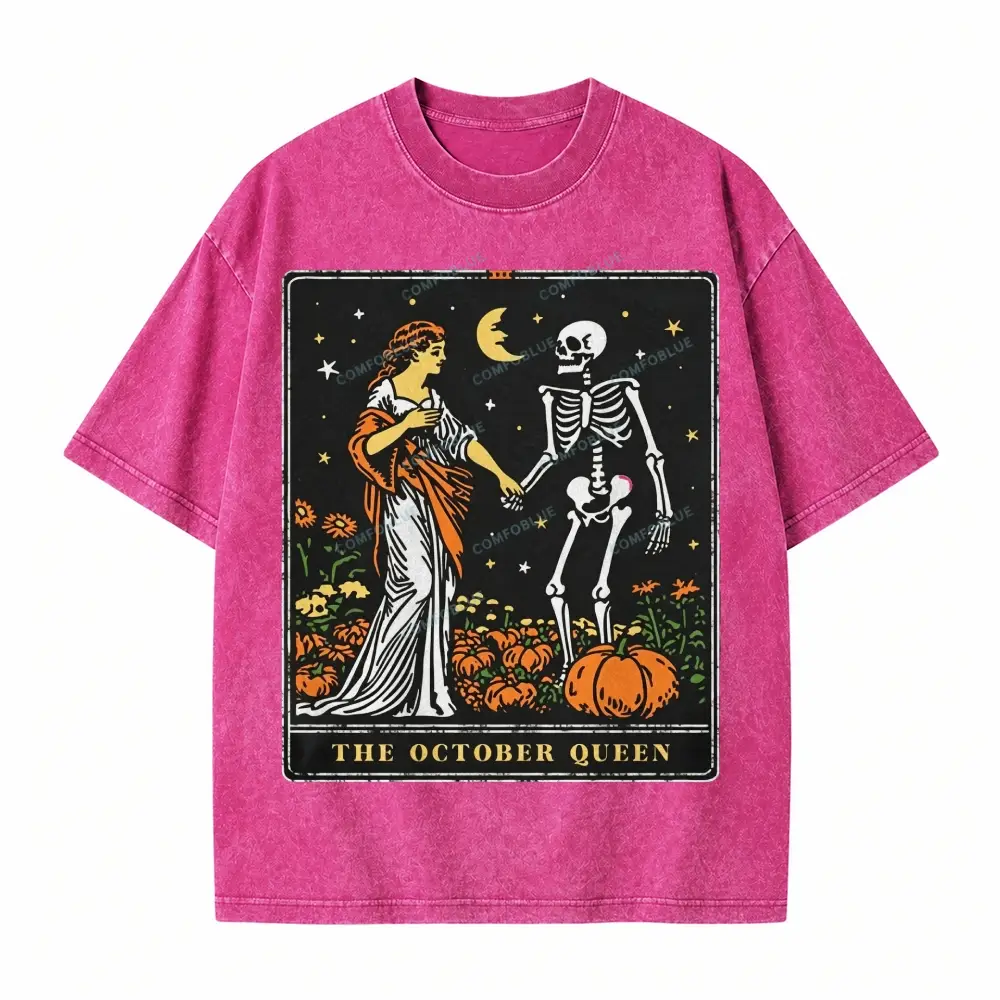 Comfoblue The October Queen Tarot Card On Comfort Colors Washed T-Shirt - SLCFB260717147