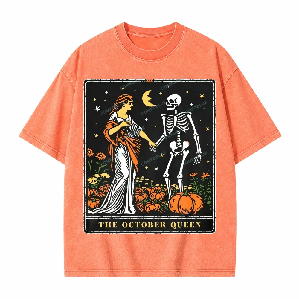 Comfoblue The October Queen Tarot Card On Comfort Colors Washed T-Shirt - SLCFB260717147