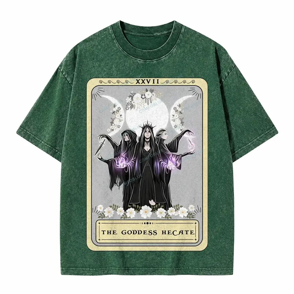 Comfoblue Hecate Goddess Triple Moon Design Tarot Card On Comfort Colors Washed T-Shirt - SLCFB260717606