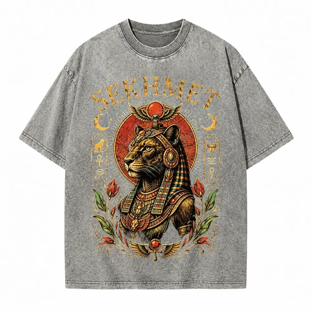 Comfoblue Egyptian Lioness Goddess Sekhmet Tarot Card On Comfort Colors Washed T-Shirt - SLCFB260717629
