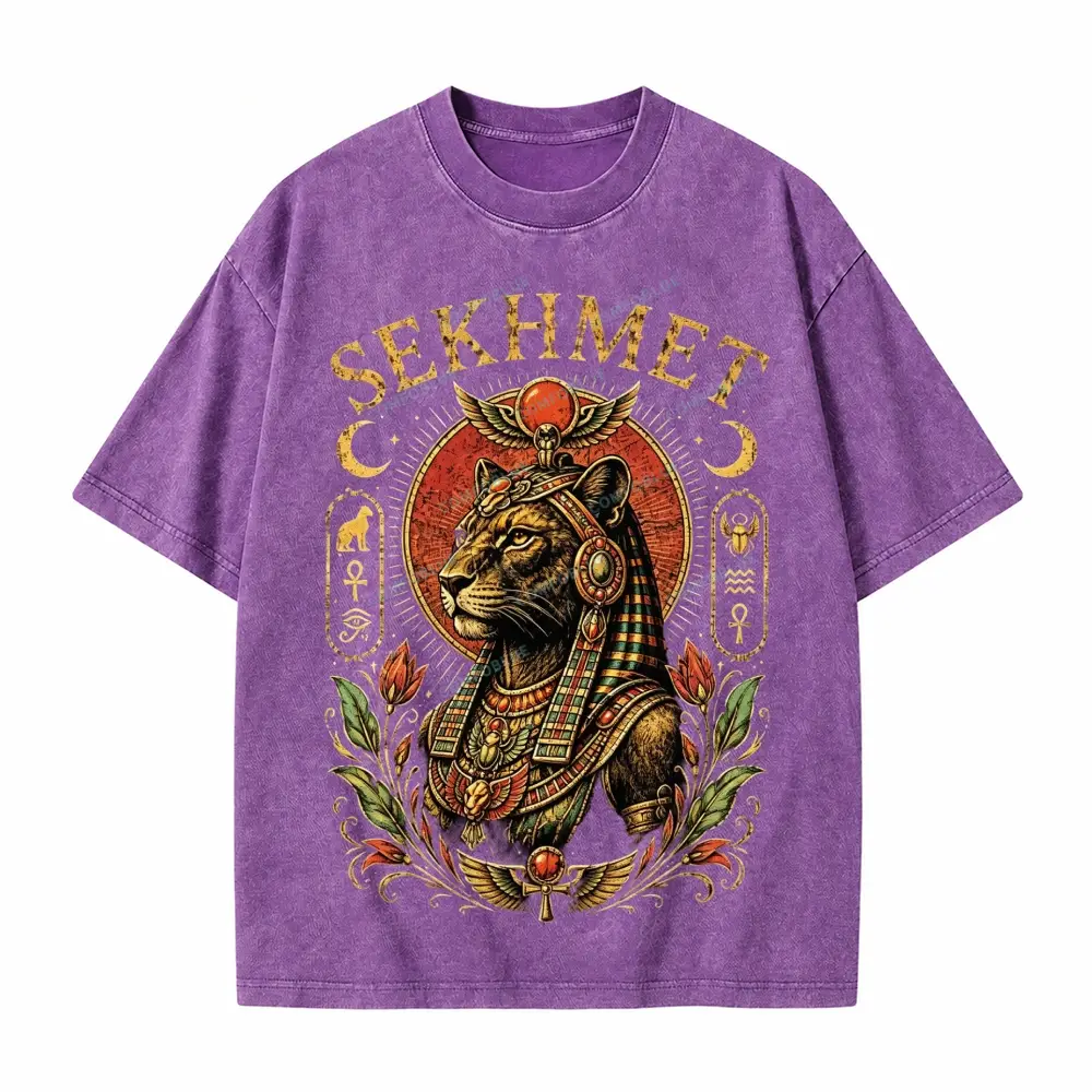 Comfoblue Egyptian Lioness Goddess Sekhmet Tarot Card On Comfort Colors Washed T-Shirt - SLCFB260717629
