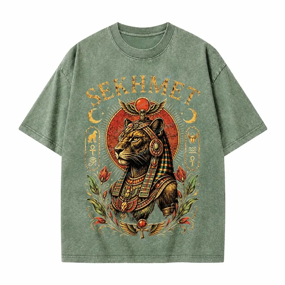 Comfoblue Egyptian Lioness Goddess Sekhmet Tarot Card On Comfort Colors Washed T-Shirt - SLCFB260717629