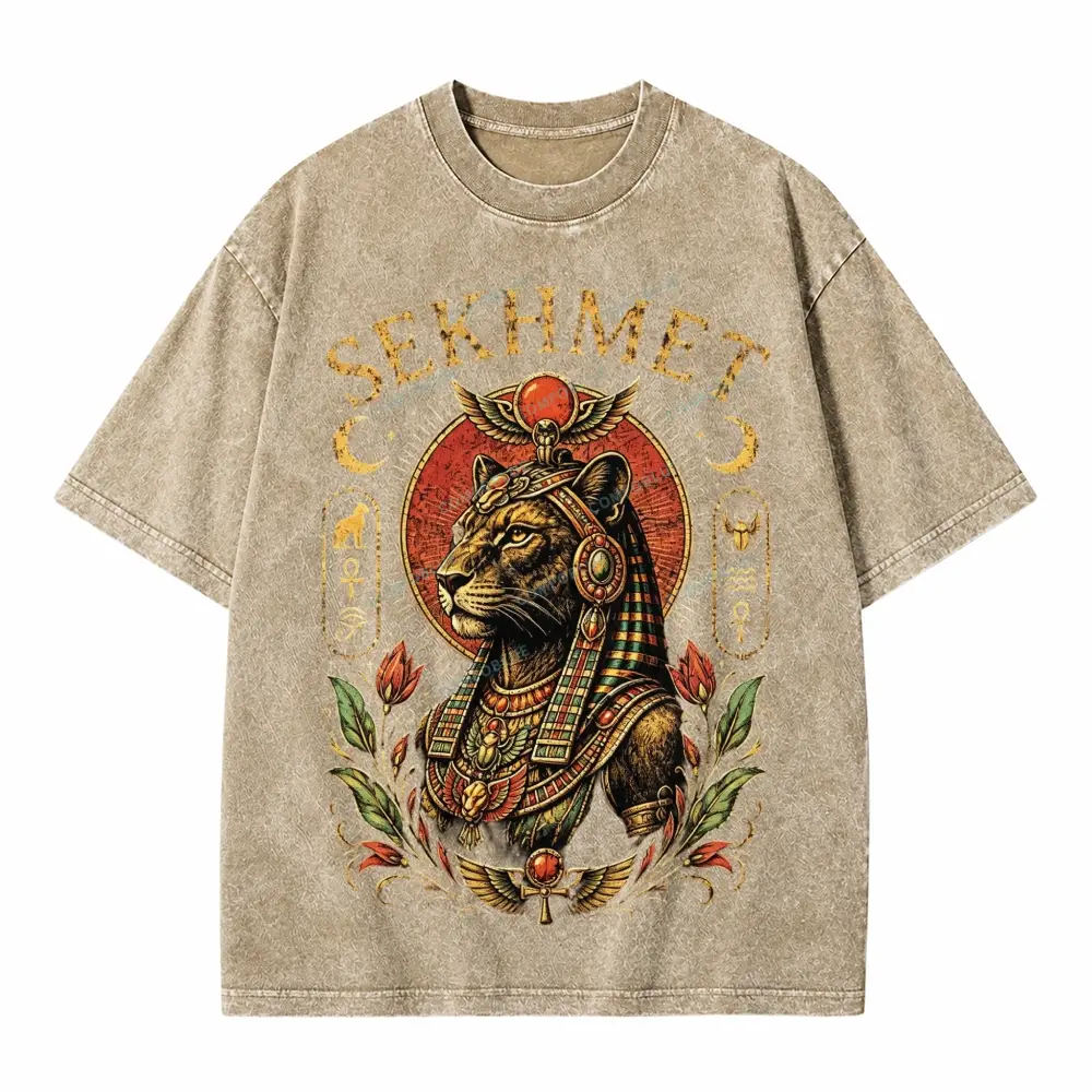 Comfoblue Egyptian Lioness Goddess Sekhmet Tarot Card On Comfort Colors Washed T-Shirt - SLCFB260717629