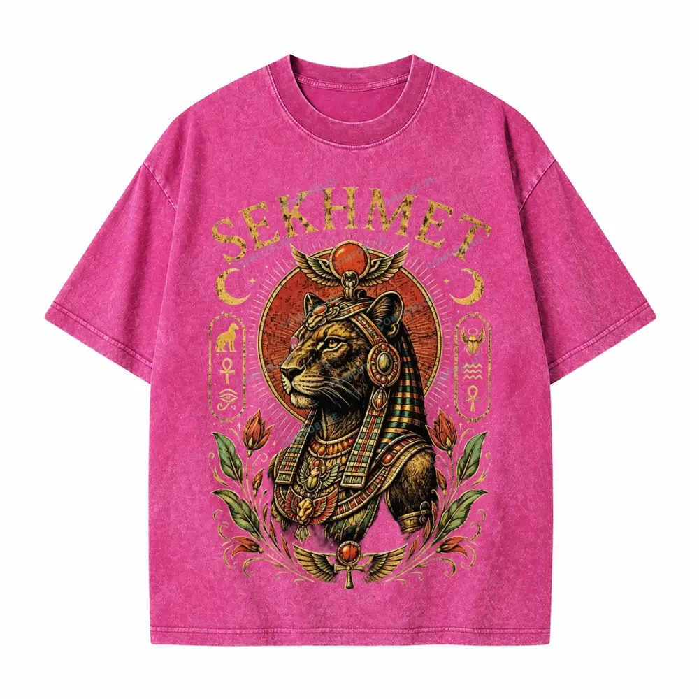 Comfoblue Egyptian Lioness Goddess Sekhmet Tarot Card On Comfort Colors Washed T-Shirt - SLCFB260717629