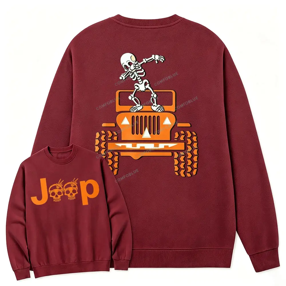 Skeletons Dancing on Jps Halloween Crew-Neck Sweatshirt - SLCFB260904401