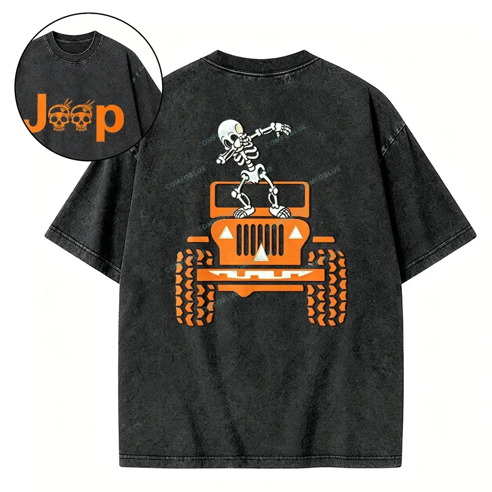 Skeletons Dancing on Jps Halloween Unisex  Washed T-shirt